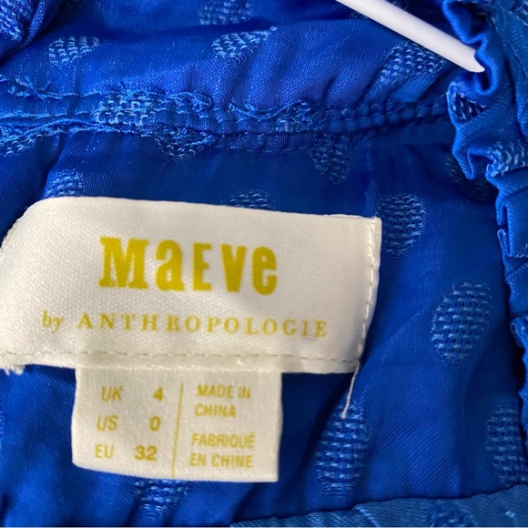 Anthropologie Maeve Blue Dot Ruffle Sleeveless Blouse - Picture 9 of 10